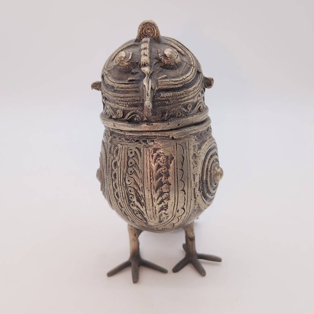 Dhokra Owl Intricate Metal Bird Sculpture Box Vintage India - Picture 3 of 9